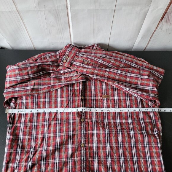 Carhartt Men’s M Button-down Long Sleeve Red Plaid Work Shirt, EUC - Picture 6 of 7